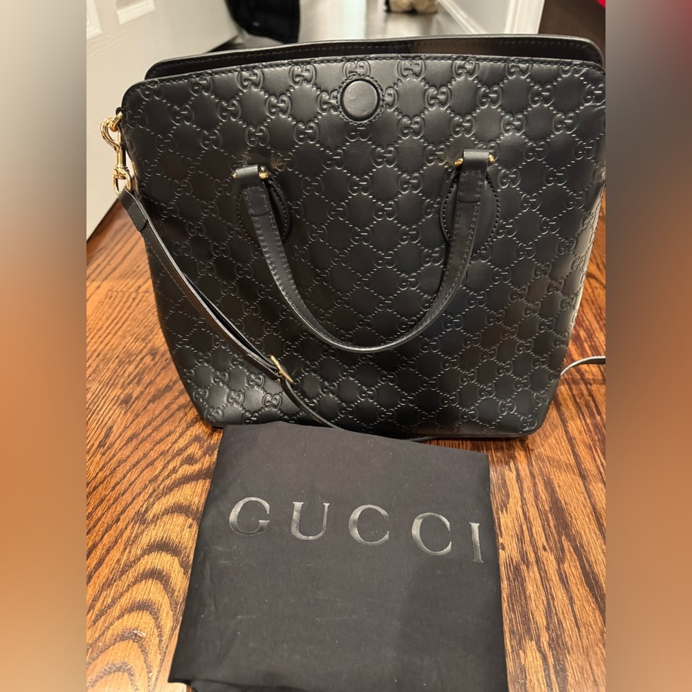 Guccissima Linea A Foldover Tote Black